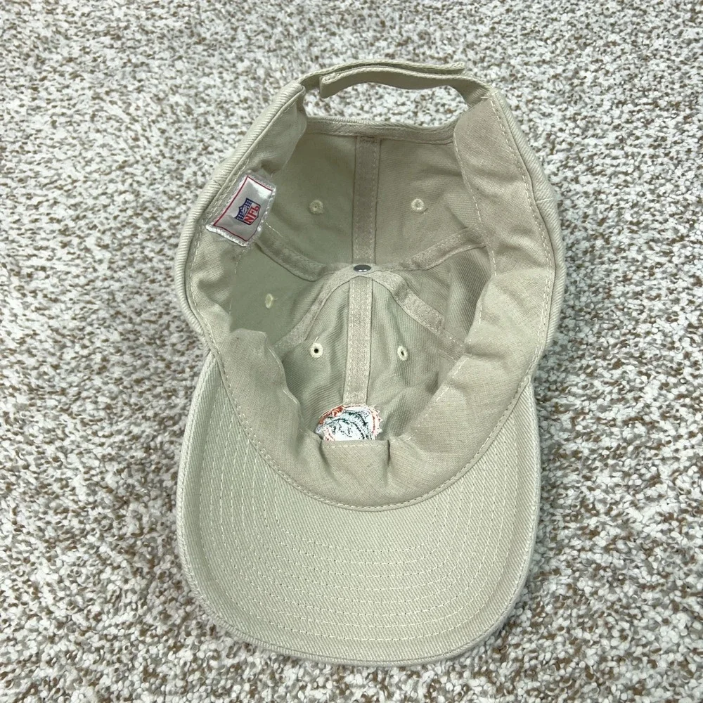Miami Dolphins Hat Cap Strap‎ Back Mens One Size Beige NFL Football NFL Logo